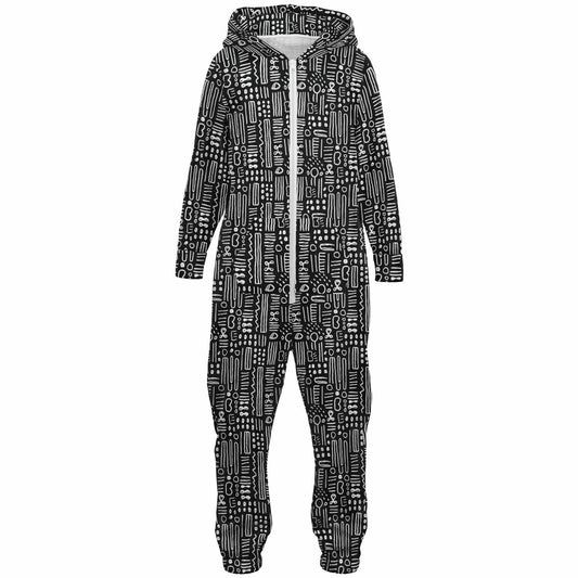 Black & White African MudCloth Print Kids Print Jumpsuit| Matching Family African Print Kids Onesie