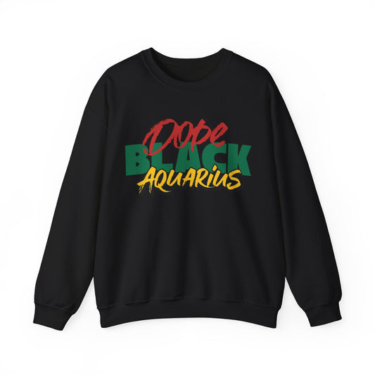 Dope Black Aquarius Unisex Crewneck Sweater, Zodiac Sign Fashion