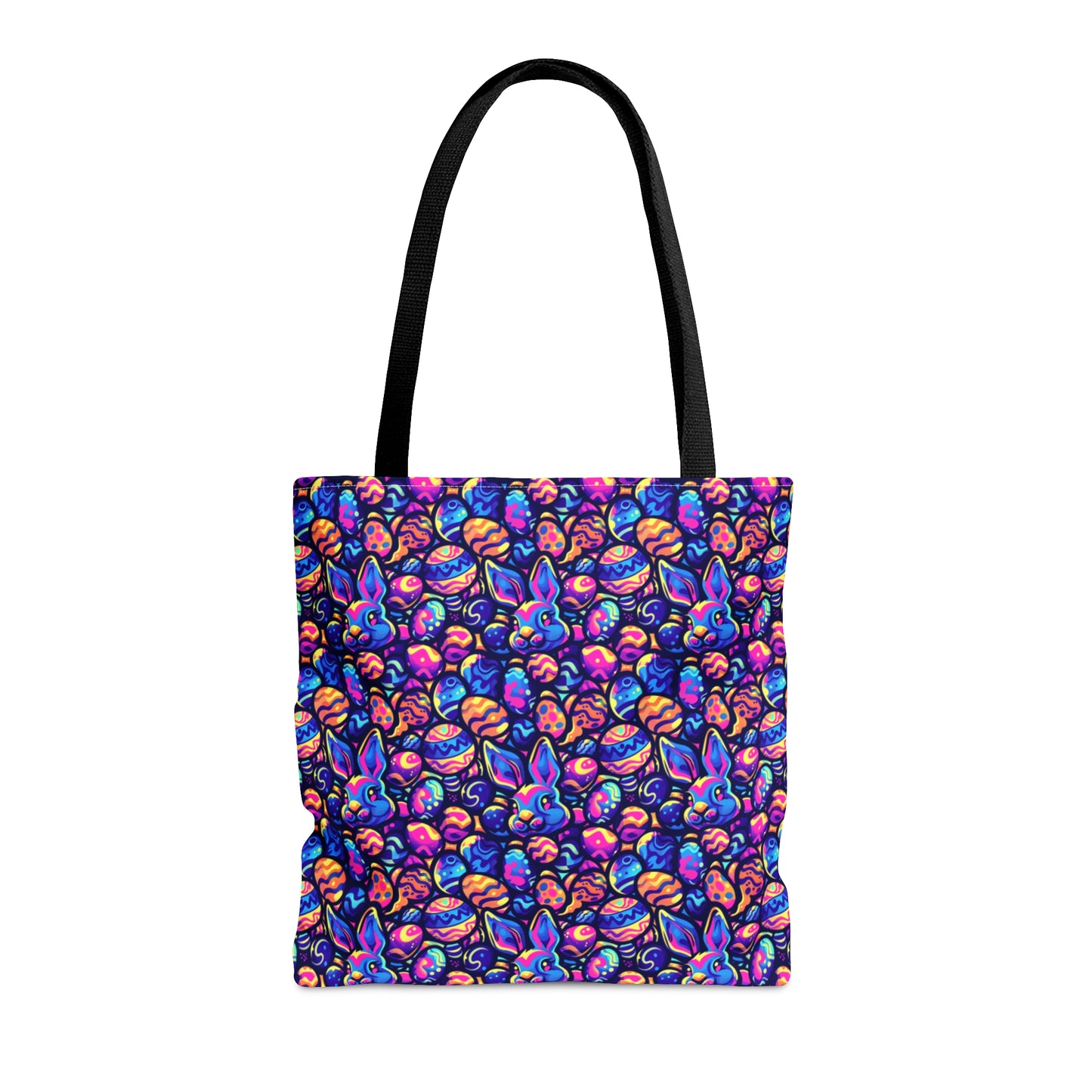 Easter Bunny & Egg Pattern Custom Tote Bag - Durable Polyester with Colorful Print