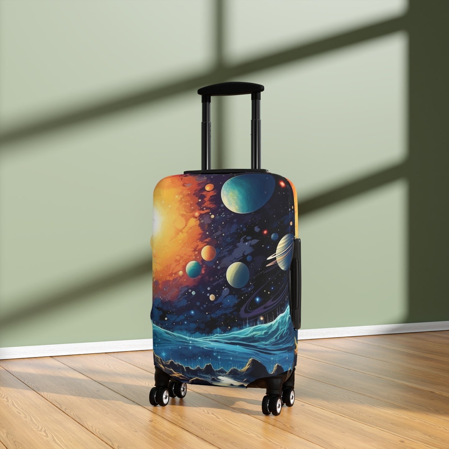 Cosmic Adventure Luggage Cover - Space Exploration Suitcase Protector - Galactic Travel Accessory