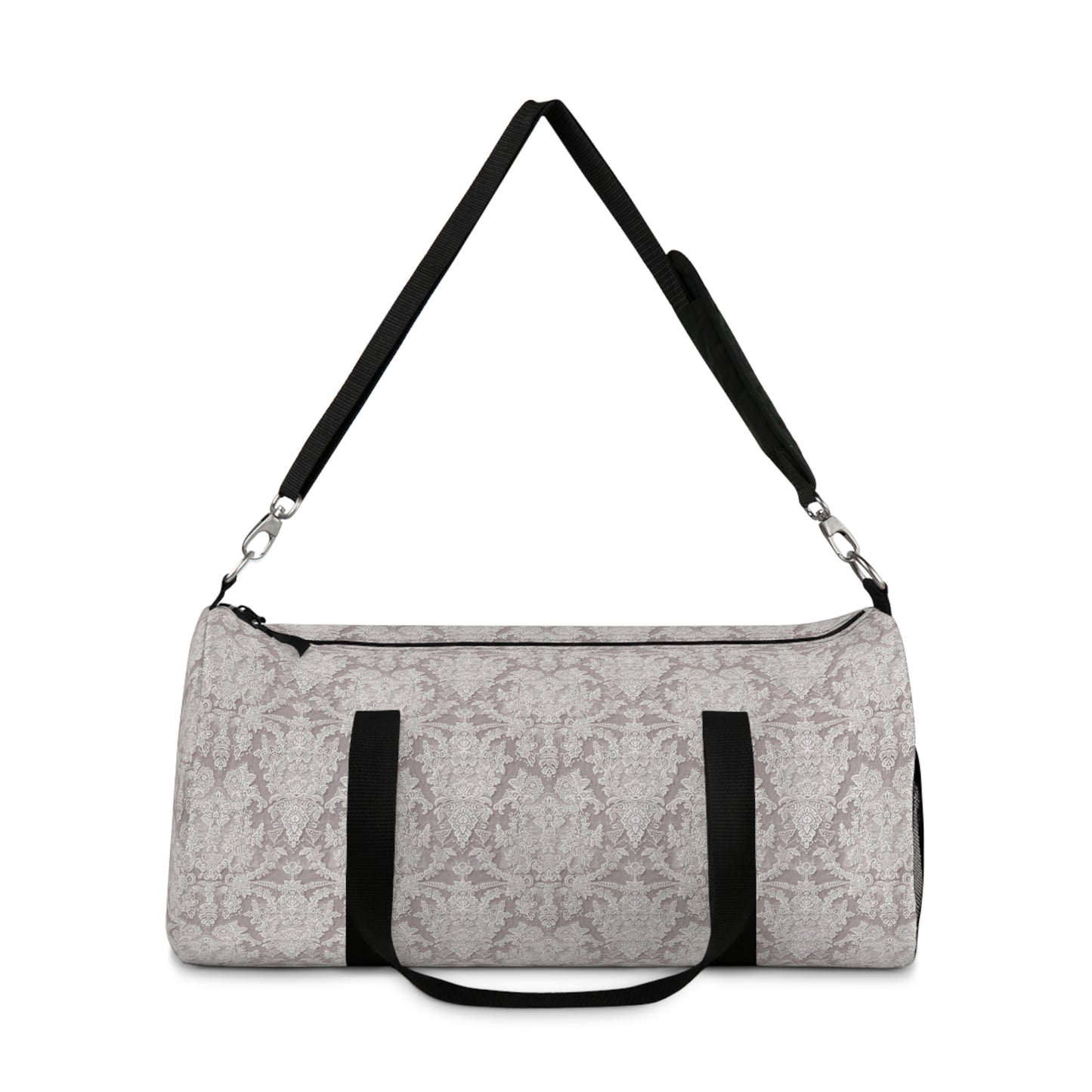 Chic Bridal Lace-Print Duffel Bag, Bridal Shower Gift, Feminine Lace Print Travel Bag