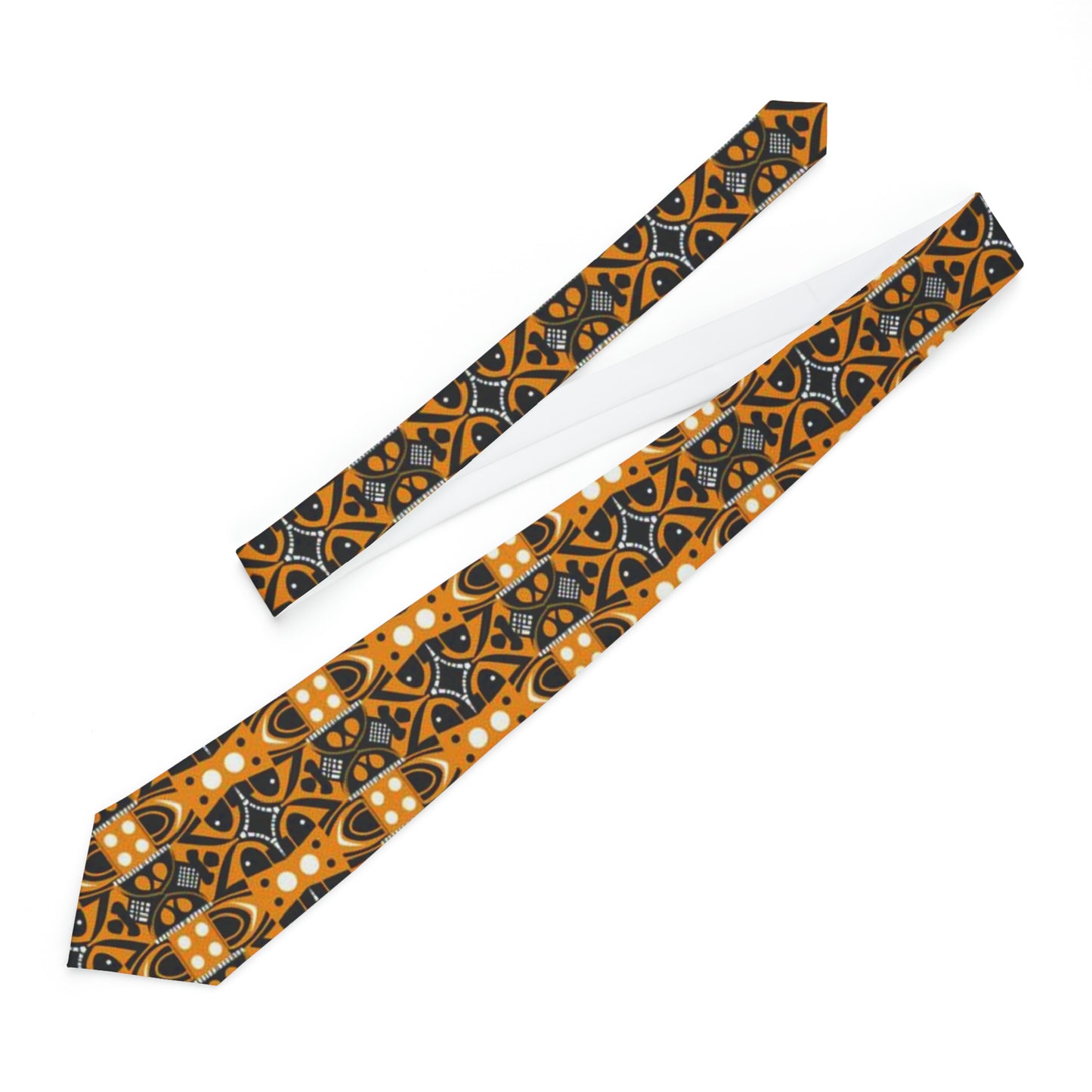 Yellow & Black African Print Mens Tie, African Print Mens Business Attire