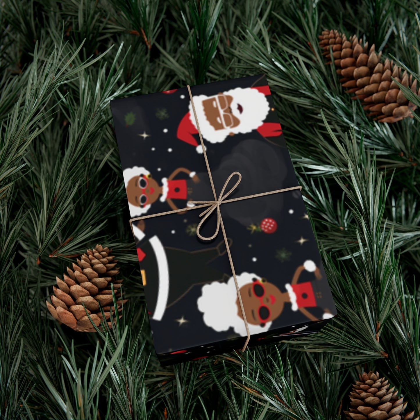 Black Santa & Mrs. Claus Christmas Wrapping Paper