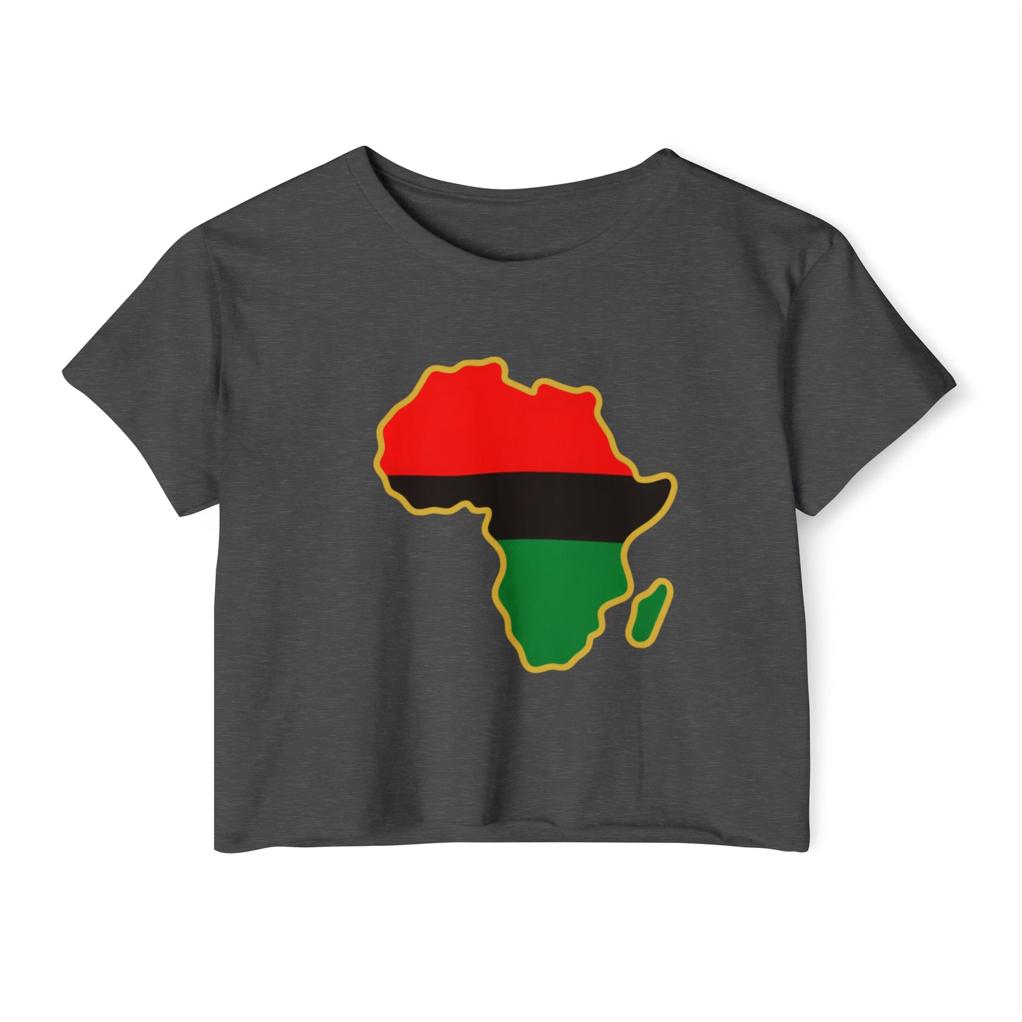 Red Black and Green Africa Icon Women's Crop Top, Pan African Halter Top, Garvey Africa Icon Women's Shirt