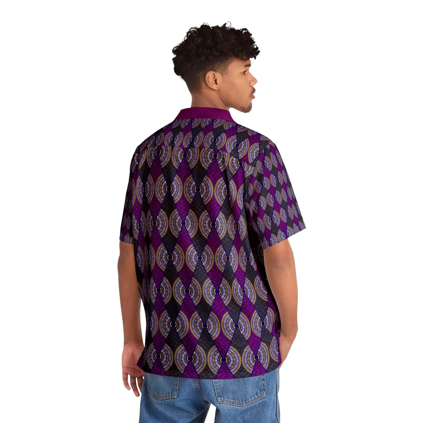 African Print Hawaiian Style Button-Up Shirt