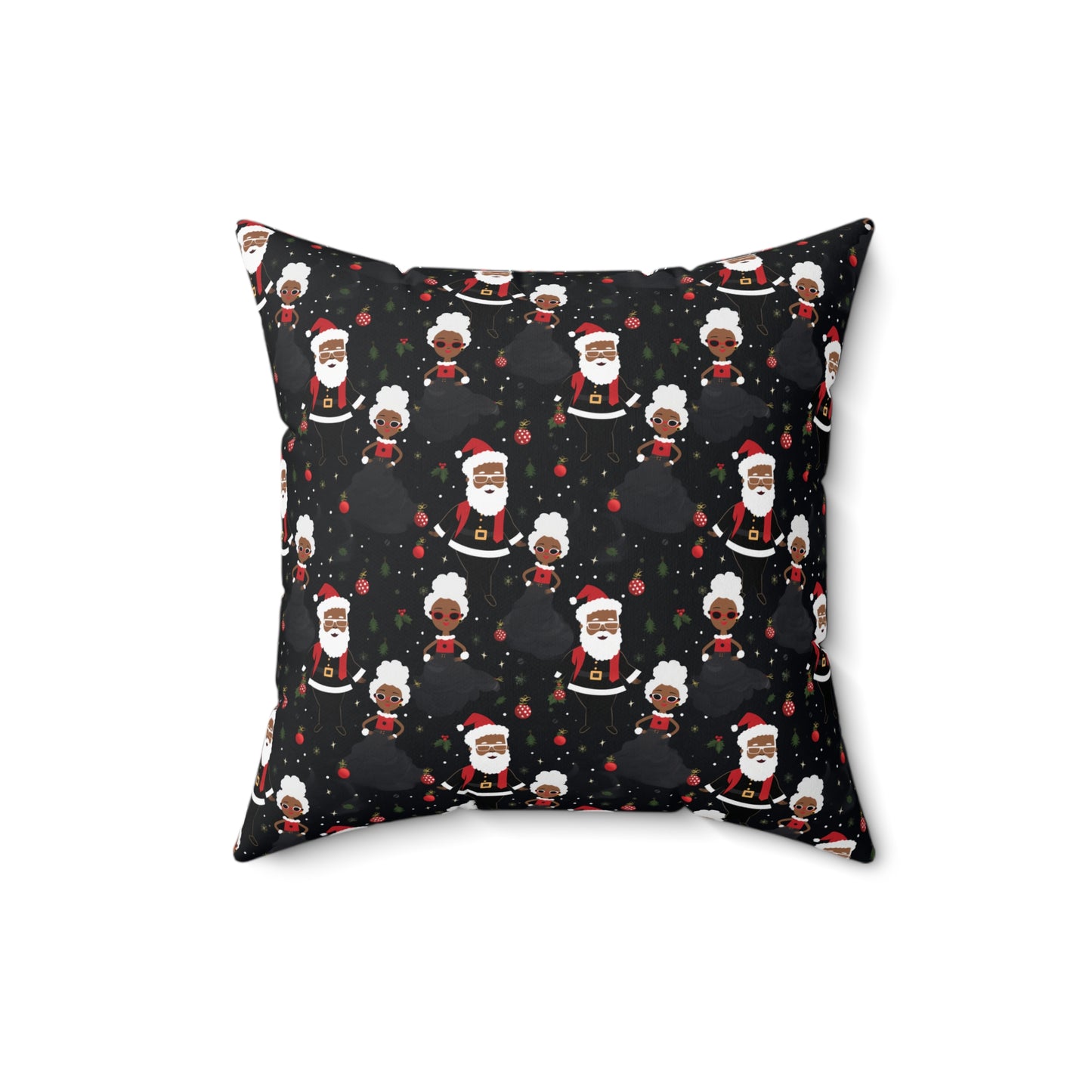 Black Santa & Black Mrs. Claus Christmas Decorative Pillow