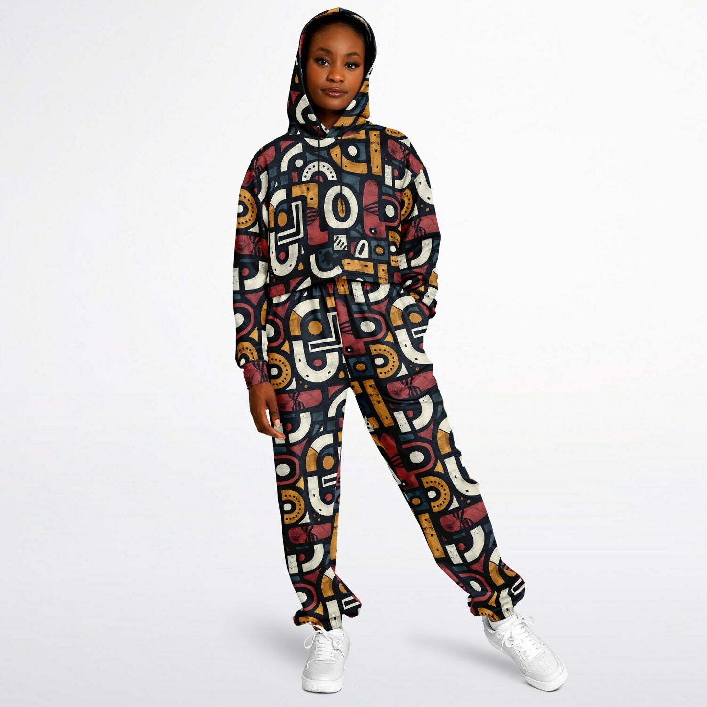 Women's Afropunk Urban Graffiti Art Jogger Set,  Ethnic Athletic Dance Set