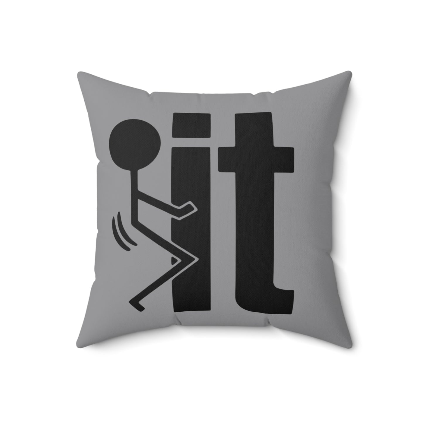 Fuck It Stick Figure Square Pillow, Sarcastic Novelty Home Decor