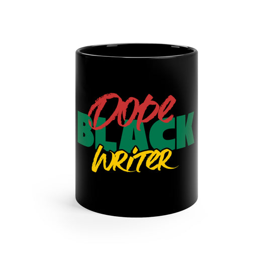 Dope Black Writer Black Ceramic 11 Oz Coffee or Tea Mug, Black Creative Coffee Cup