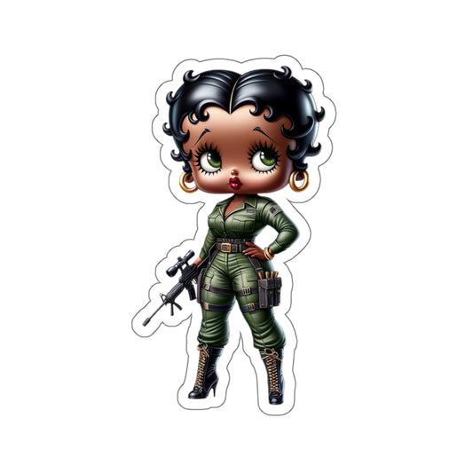 Military Melanated Betty Sticker,  Tactical Black Betty Boop Military Vinyl Decal