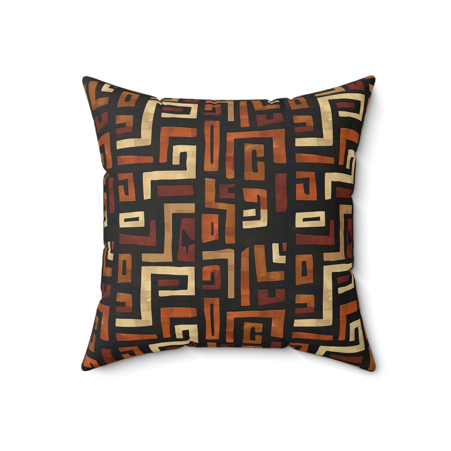 Earth Tones Geometric Pattern Throw Pillow, Ethnic Art Home Decor