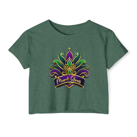 Mardi Gras Women's Crop Top, New Orleans Party Wear, Festive Carnival Clothing