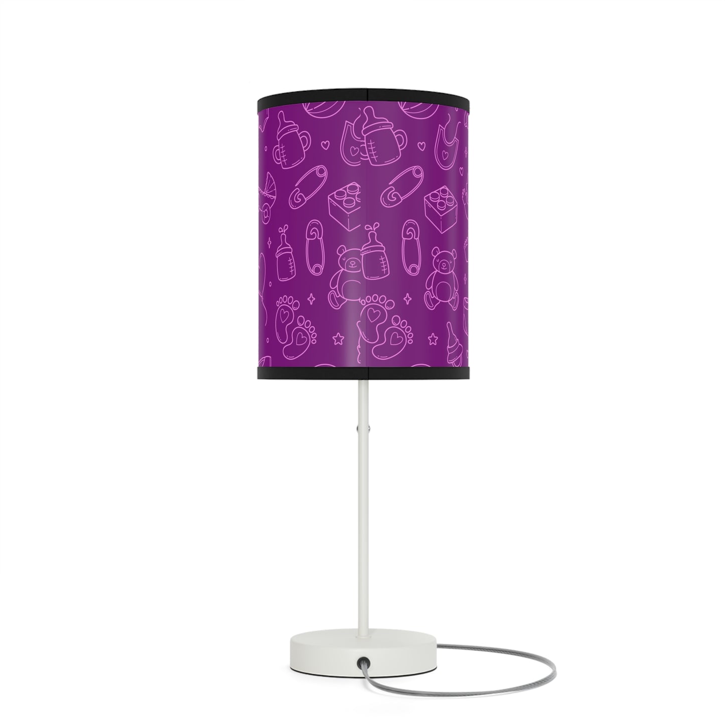 Purple and Punk Baby Themed Table Lamp, Purple Pink Nursery Table Lamp, Baby Shower Gift