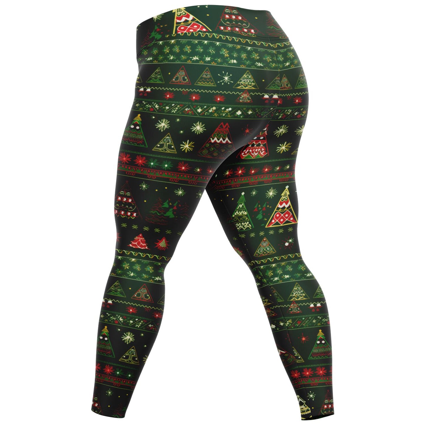 Christmas Print Plus Size Women's Leggings, Festive Holiday Stretchy Yoga Pants for Women