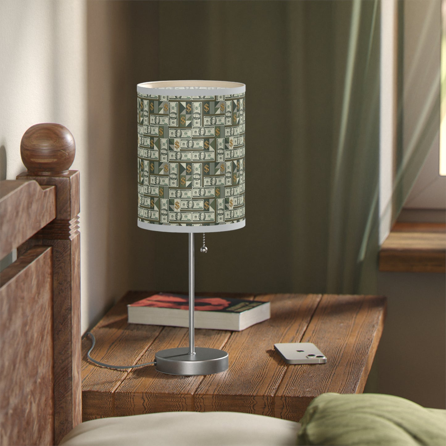 Money Print Lamp, 100 Dollar Bill Lamp on a Stand Home Decor Print