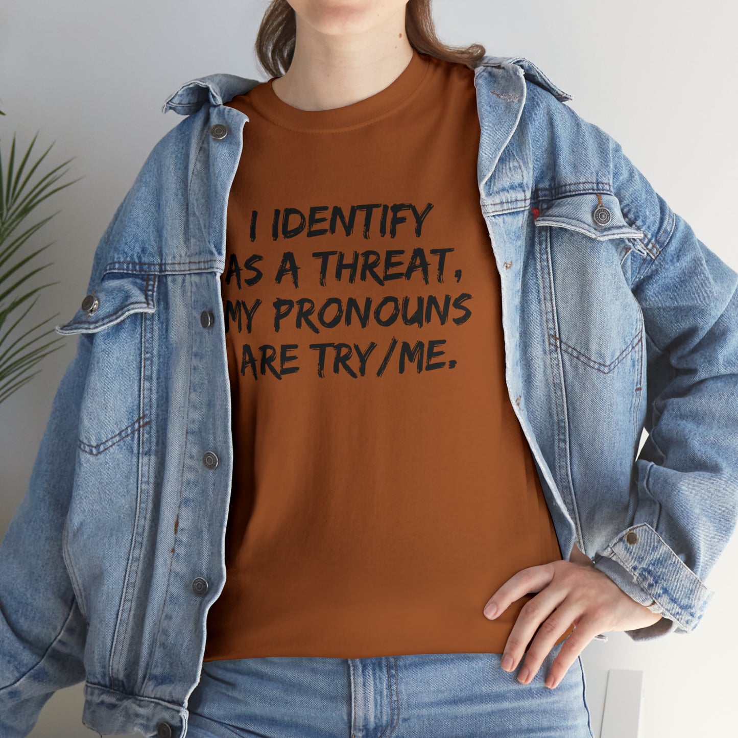 Preferred Pronoun Shirt, I Identify As a Threat Shirt,  Try/Me I'm A Threat Shirt, Pronoun Sarcasm Shirt