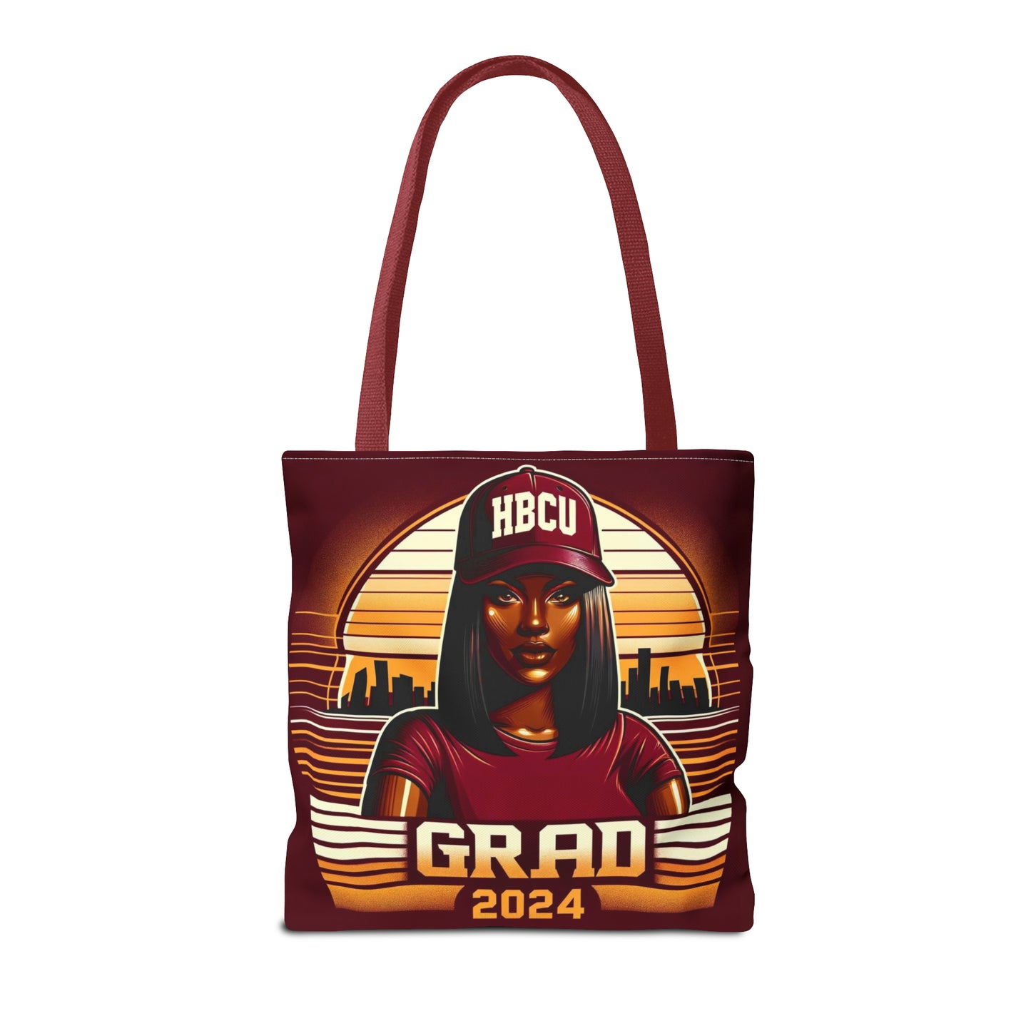 HBCU Grad Pride 2024 Grad Theme Polyester Tote Bag, Class of 2024 Afrocentric Carryall Bag