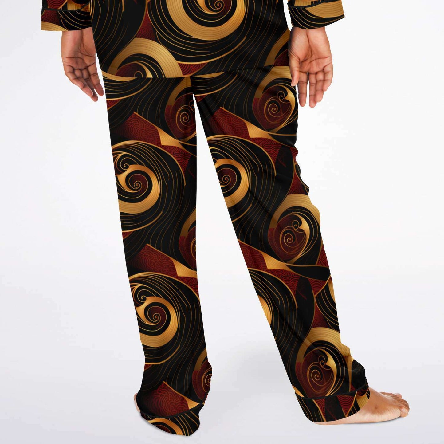 Crimson & Gold Mens African Ankara Print Satin Pajama Set