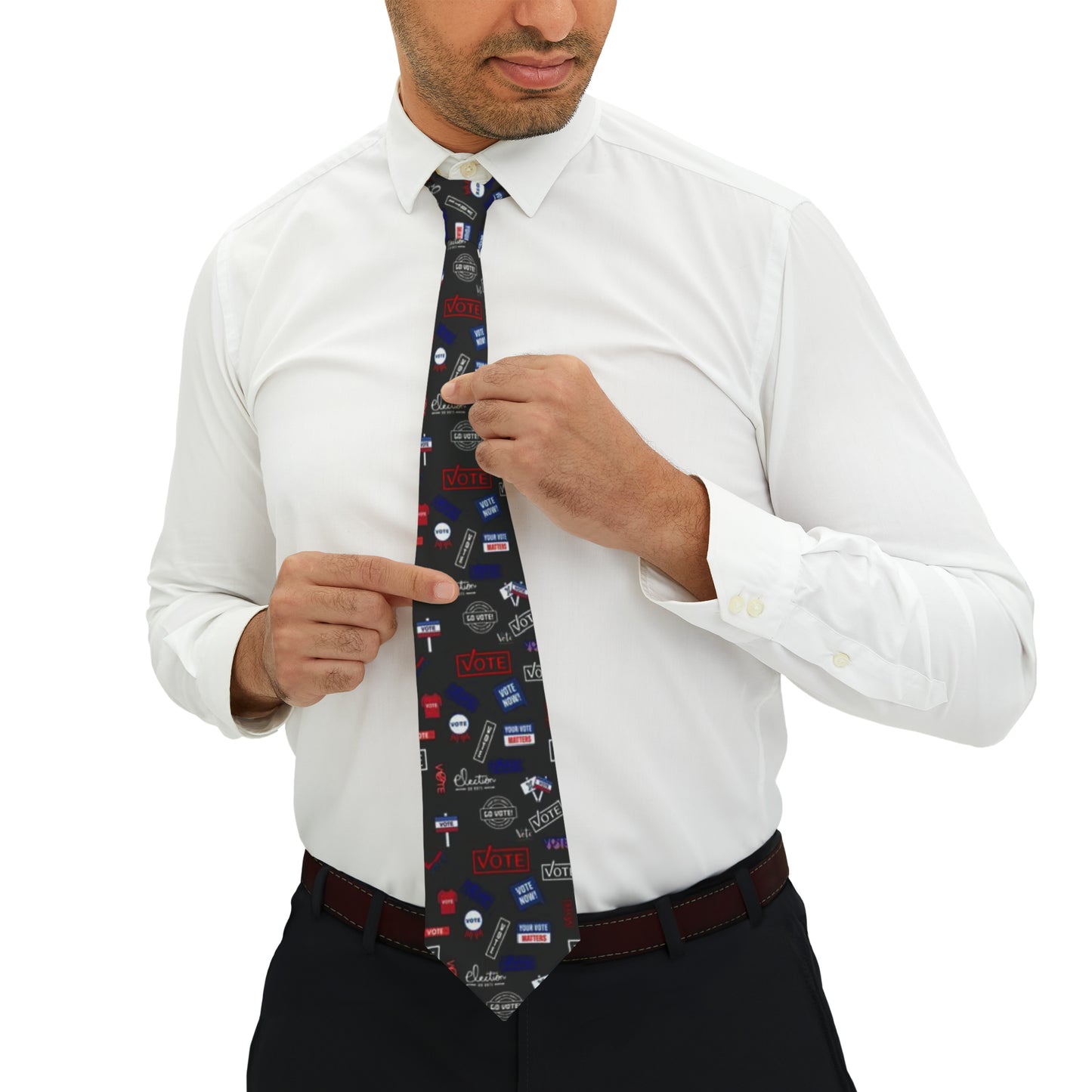 2024 Vote-Inspired Polyester Necktie: Bold American Election & Patriotic Patterns