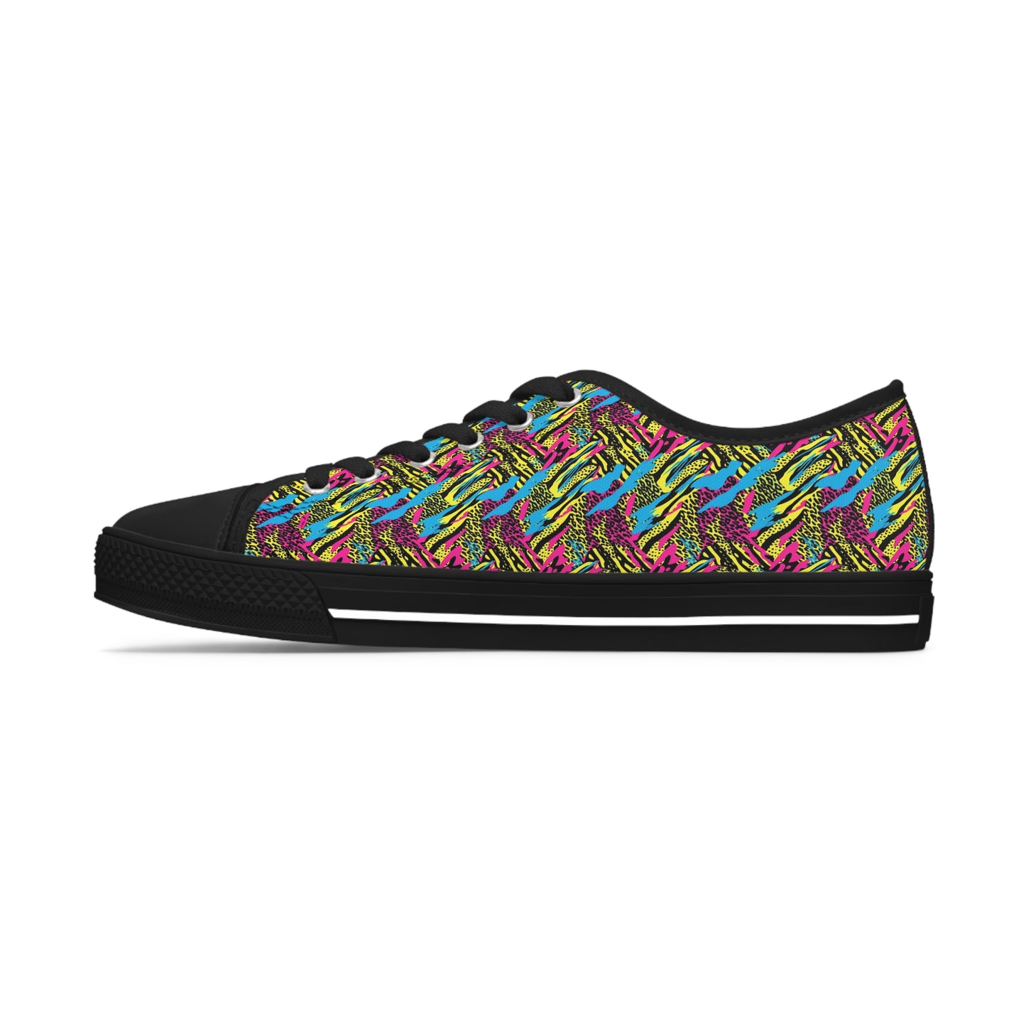 Neon Safari Fusion Animal Print Low Top Canvas Shoes, Trendy Neon Print Sneakers