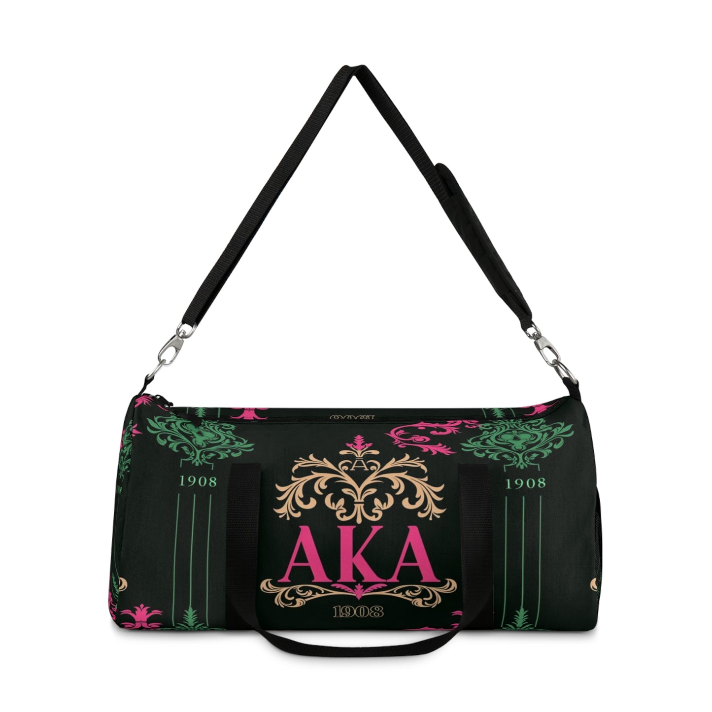 AKA Sorority Pink & Green Duffel Bag, Greek Life Small or Large, Durable and Lightweight Overnight Bag