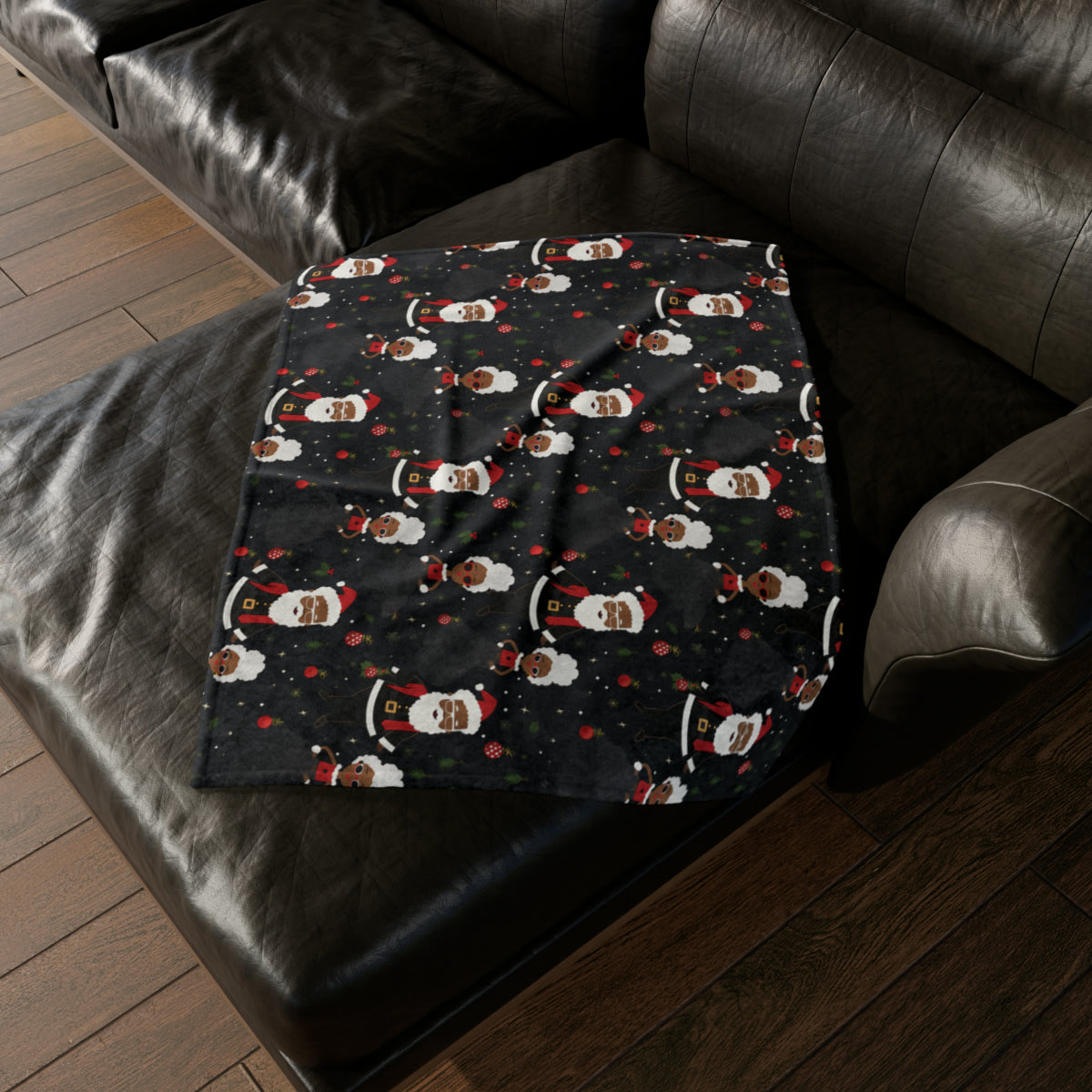 Black Santa & Mrs. Claus Christmas Theme Throw Blanket