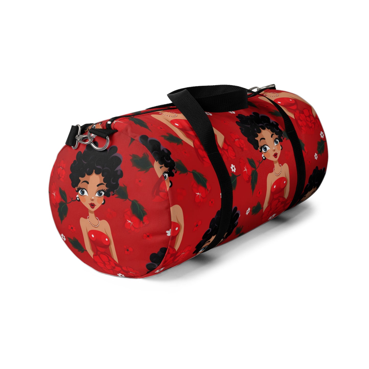 Black Betty Cartoon Print Duffle Bag, African American Betty Boop Overnight Bag