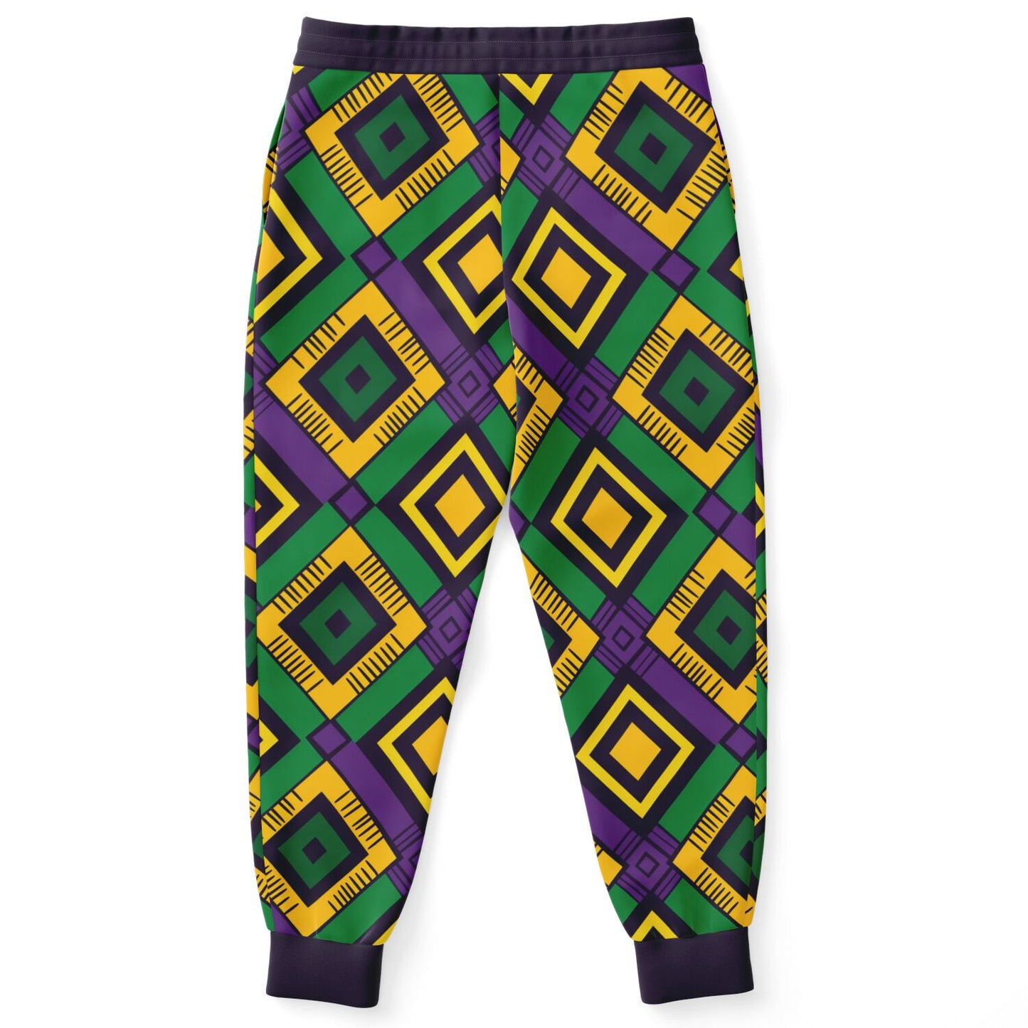 Athletic African Kente Mardi Gras Unisex Joggers, Festive Carnival Themed Pants