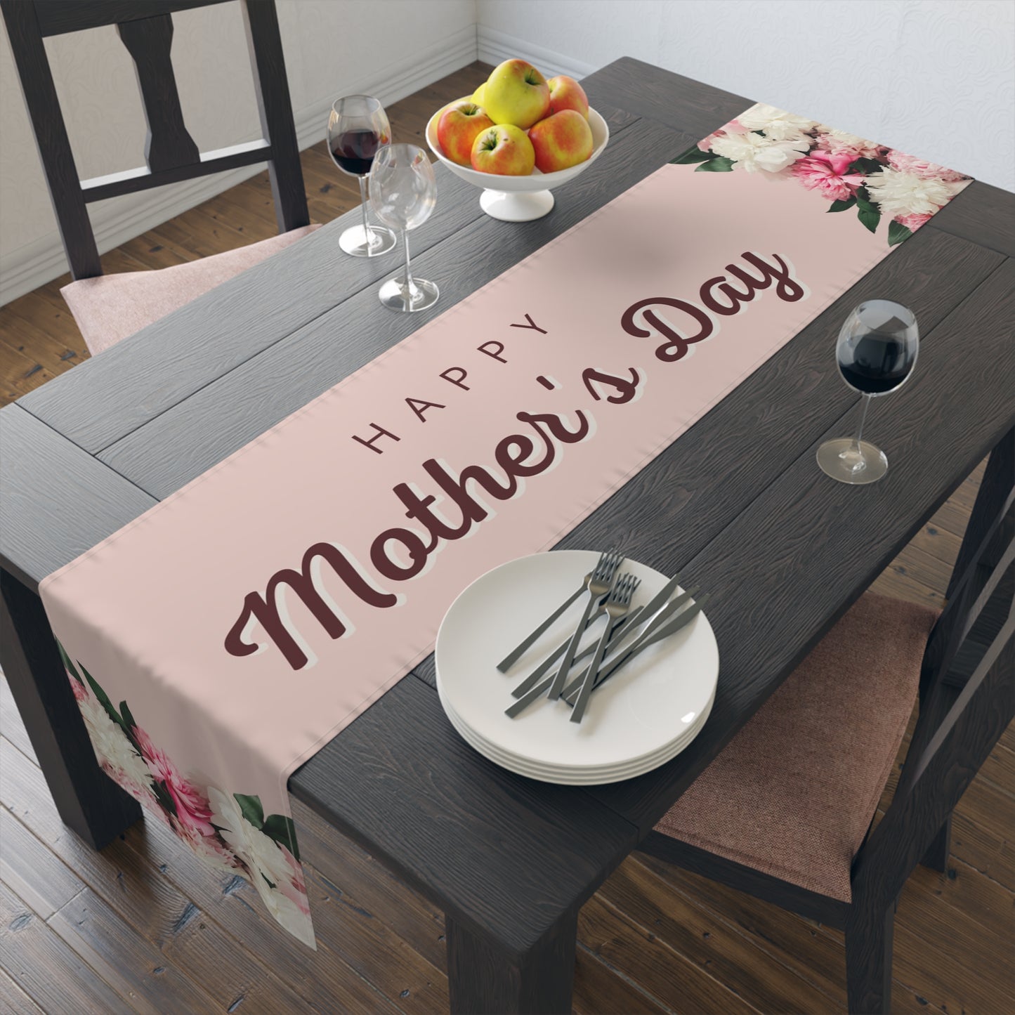 Elegant Peony Blossoms Mother's Day Table Runner, Elegant Mother's Day Decoration