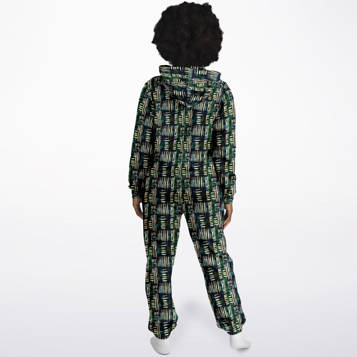 Jungle Safari African Mud Cloth Unisex Jumpsuit, Ethnic Print Stylish Loungewear