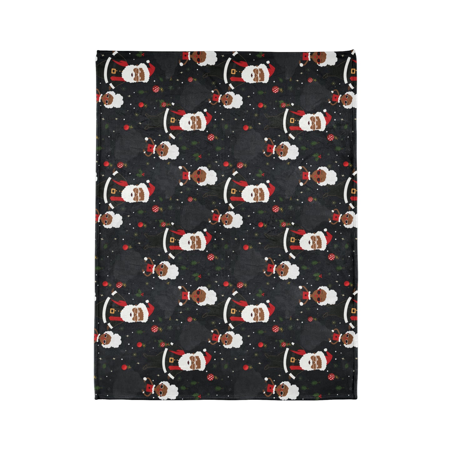 Black Santa & Mrs. Claus Christmas Theme Throw Blanket