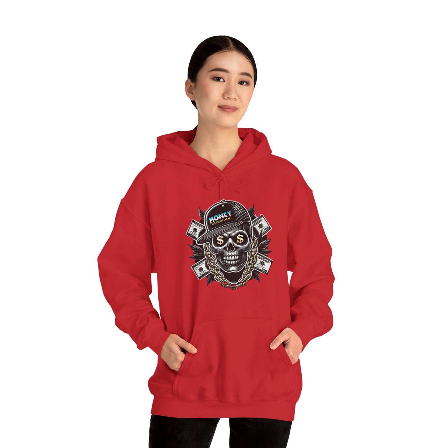 Big Baller Menacing Skull "Money Department" Hoodie, Unisex Urban Streetwear Sweatshirt