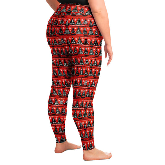 Red Christmas Print Plus Size 6XL Women's Leggings | Festive Holiday Stretchy Yoga Pants for Women | High Waistband Leggings For Women