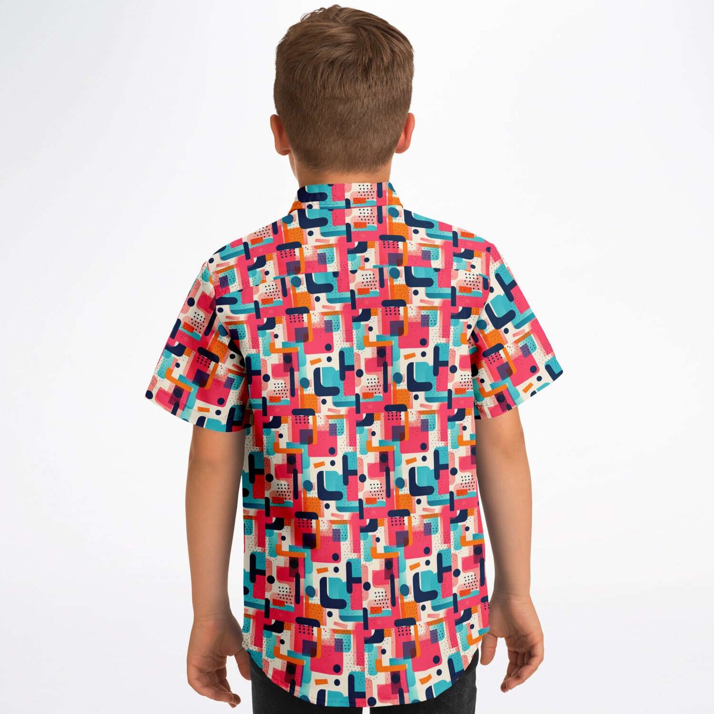 Playful Pop Art Kids Button-Up Shirt, Kids' Colorful Fashion