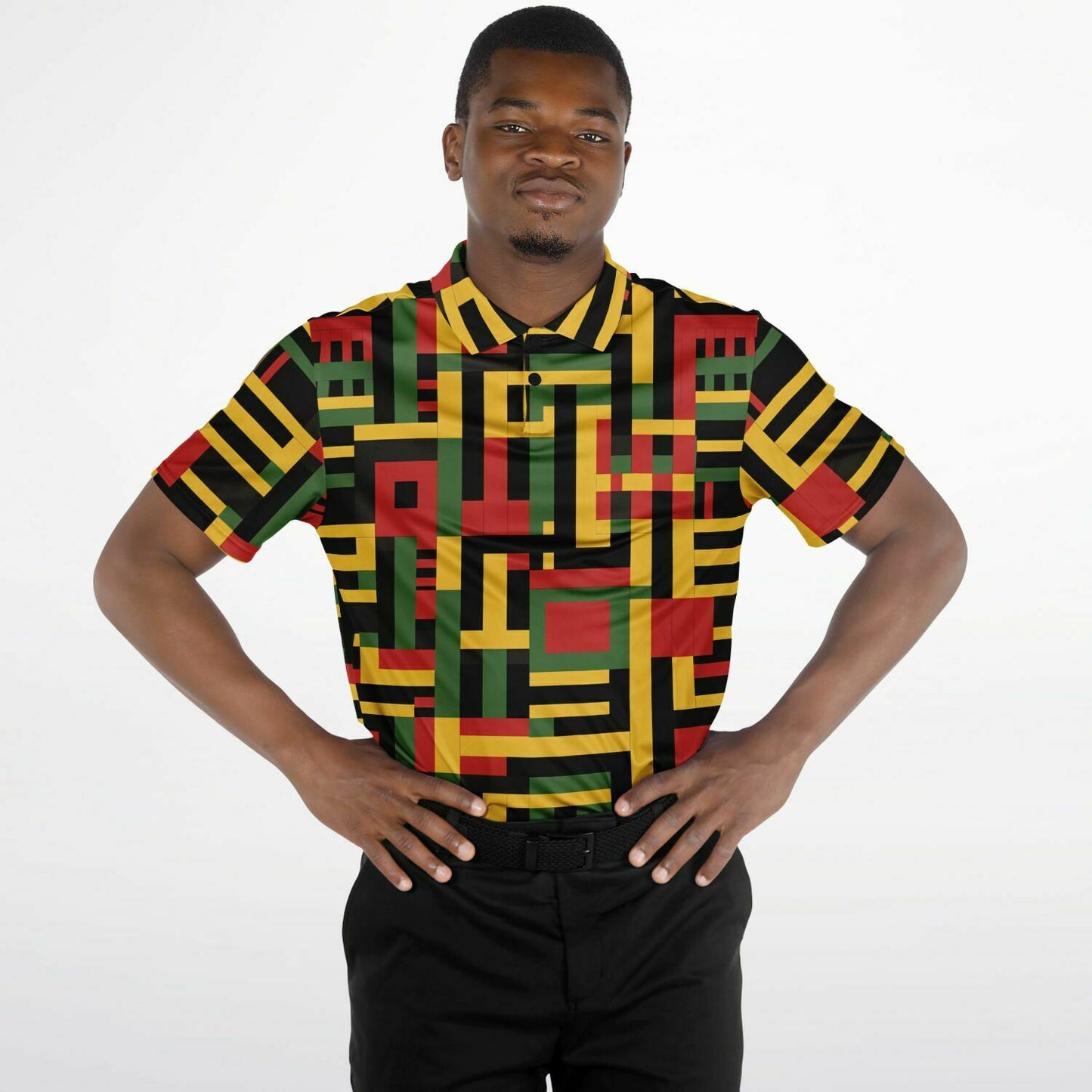 African Kente Cloth Print Men's Golfing Polo Shirt