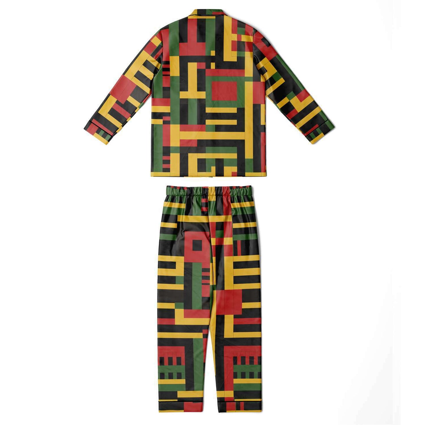 Men's African Kente Cloth Print Satin Pajama Set - Luxurious & Comfortable Nightwear