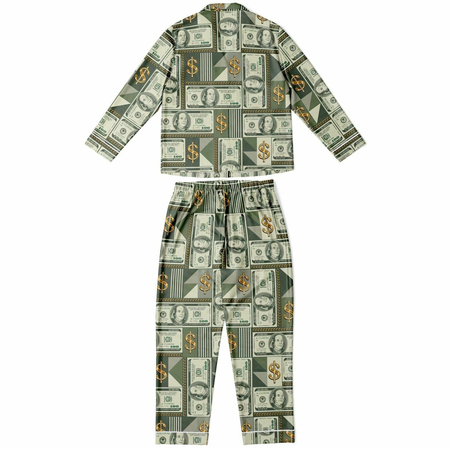 Money Manifestation Satin Luxury Pajamas for Women< Money Print Women's Loungewear