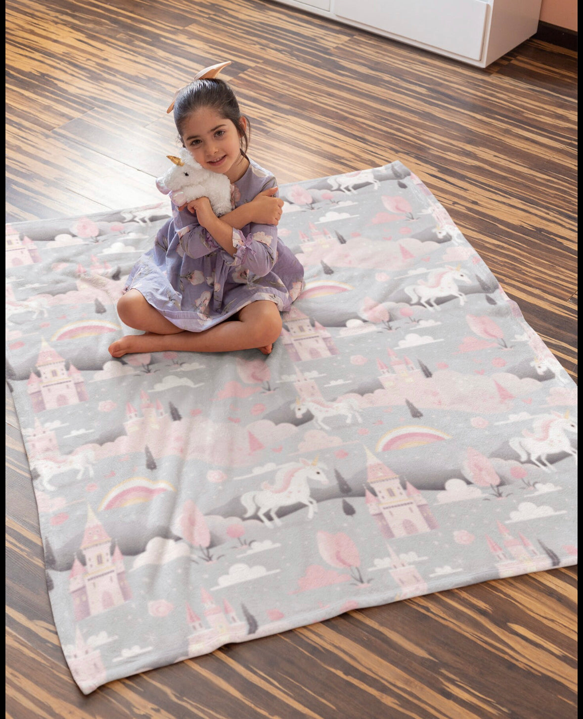 Enchanted Princess, Fairytale Castle & Unicorn Nursery Throw Cover