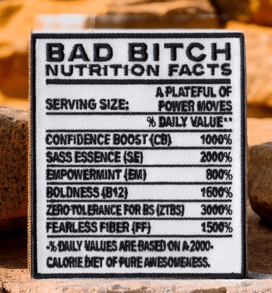 Bad B*tch Nutrition Facts Embroidered Iron On Patch, Boss Babe Morale Patch