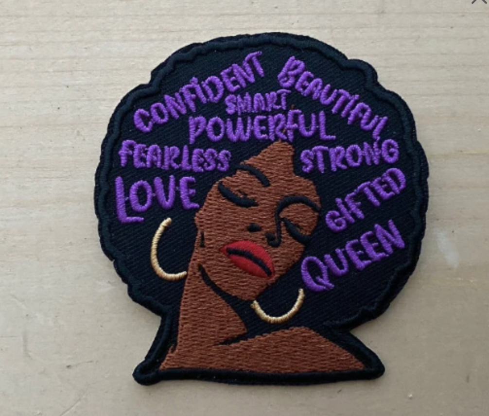 Black Queen Embroidered Patch, Pro Black Woman Celebration Embroidered Patch