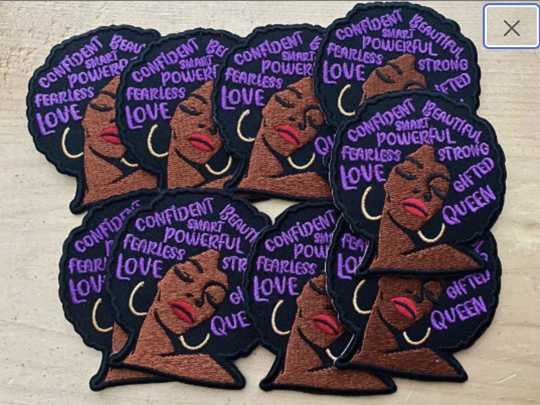 Black Queen Embroidered Patch, Pro Black Woman Celebration Embroidered Patch