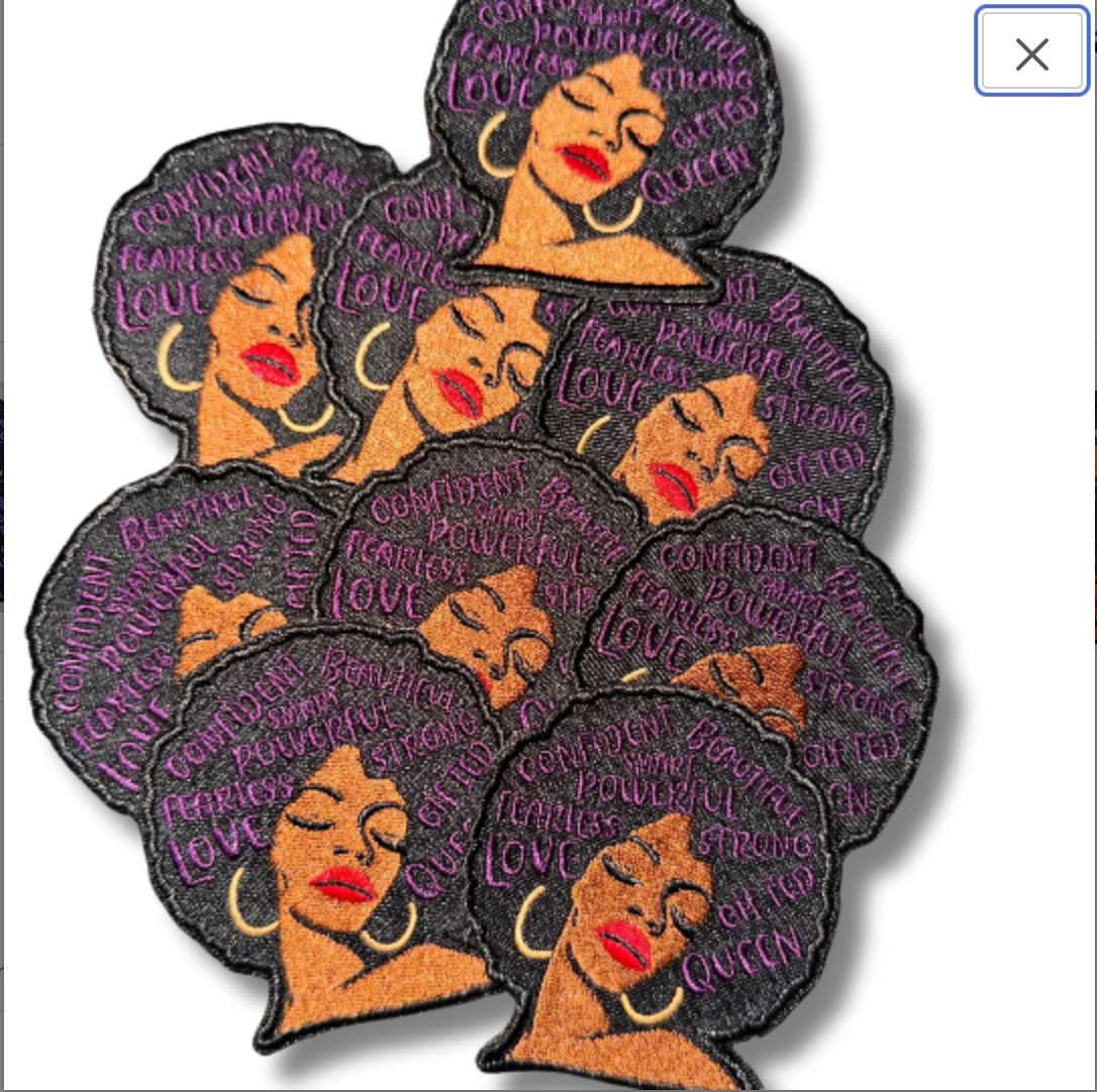 Black Queen Embroidered Patch, Pro Black Woman Celebration Embroidered Patch