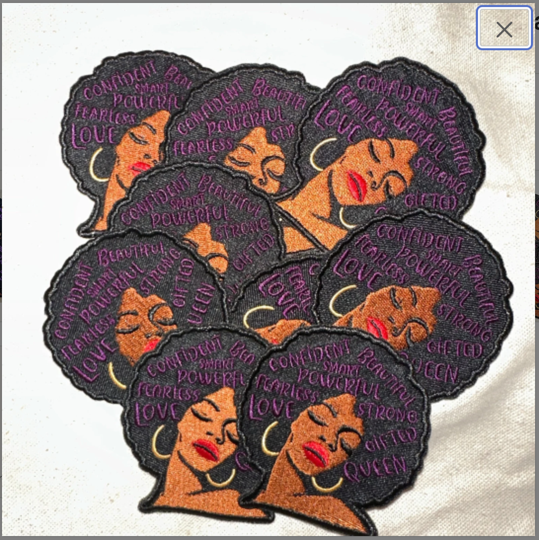 Black Queen Embroidered Patch, Pro Black Woman Celebration Embroidered Patch