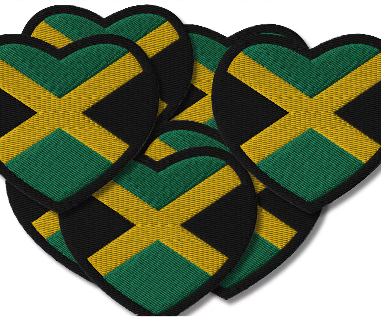 Jamaican Heritage Embroidered Patch - Jamaica Flag Heart