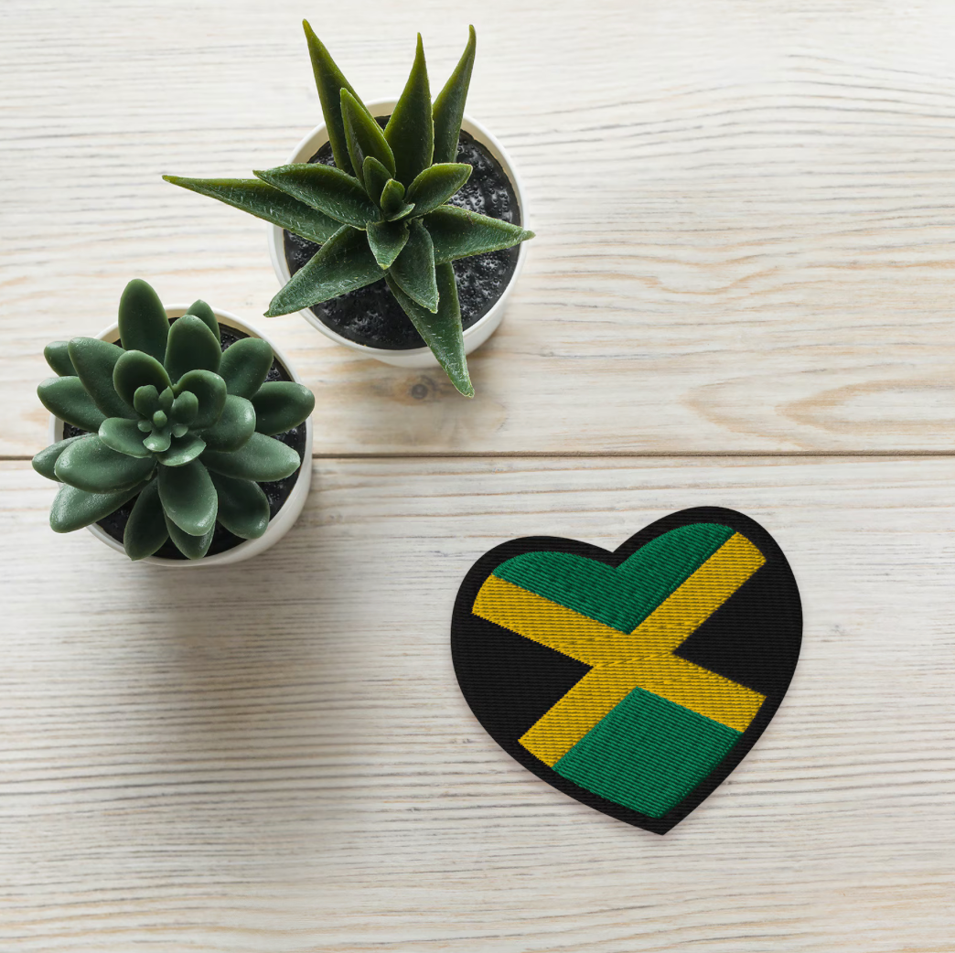 Jamaican Heritage Embroidered Patch - Jamaica Flag Heart