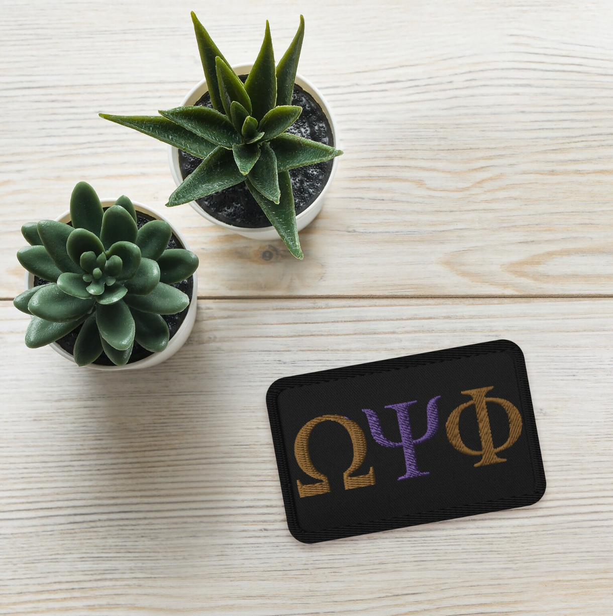 Omega Psi Phi Embroidered Patch - 3” Iron-On, Sew-On, Purple & Gold Greek Letter Patch