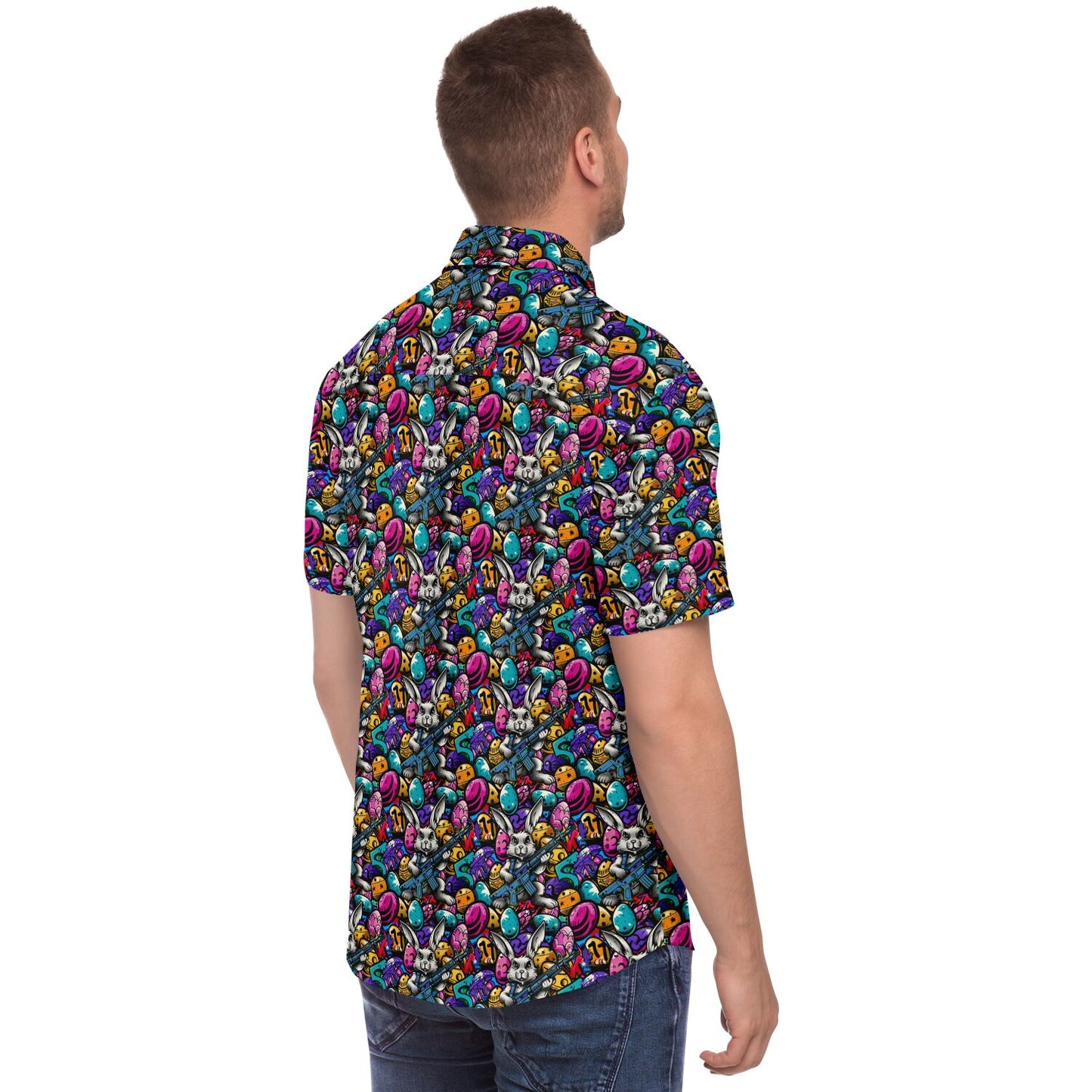 Tactical Easter Hop: Street Art Edition Men's Button-Down Shirt