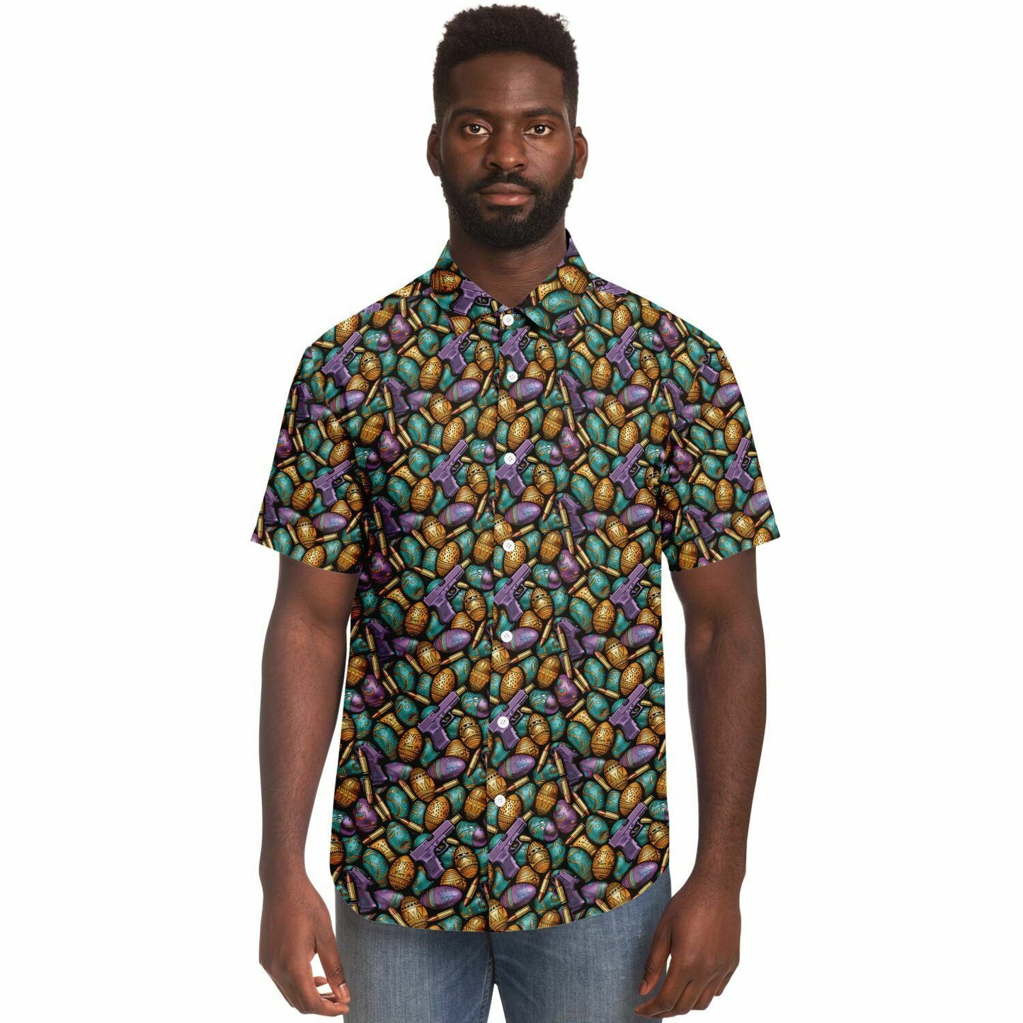 Safari Resurgence: Easter Armament Edition Men's Tactical Button-Down Shirt