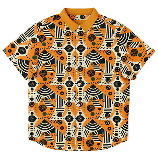 African Print Totem & Circles Kids Dressy Button Up Shirt