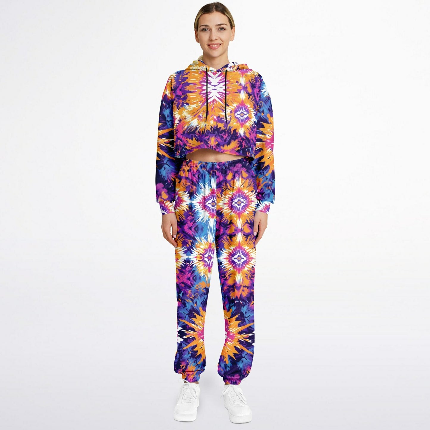 Vibrant African Batik Tie-Dye Tracksuit, Elegant Floral and Geometric Patterns